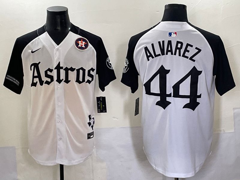 Men 2025 Houston Astros #44 Alvarez White Black Five generations Joint Name Nike MLB Jersey style 12->houston astros->MLB Jersey